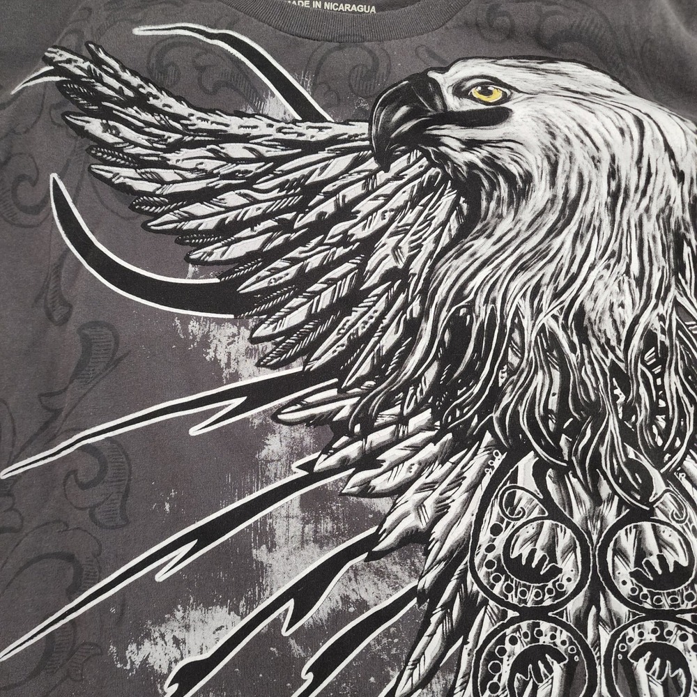 TNT Double Layer Long Sleeve Graphic Eagle Print‎ Gray T Shirt XXL - Picture 2 of 5